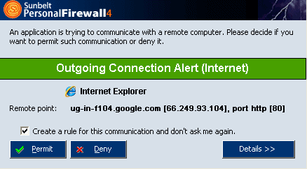 Kerio Firewall Connection Alert