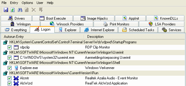 Sysinternals AutoRuns