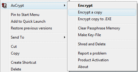 AxCrypt: encryption and decryption of files