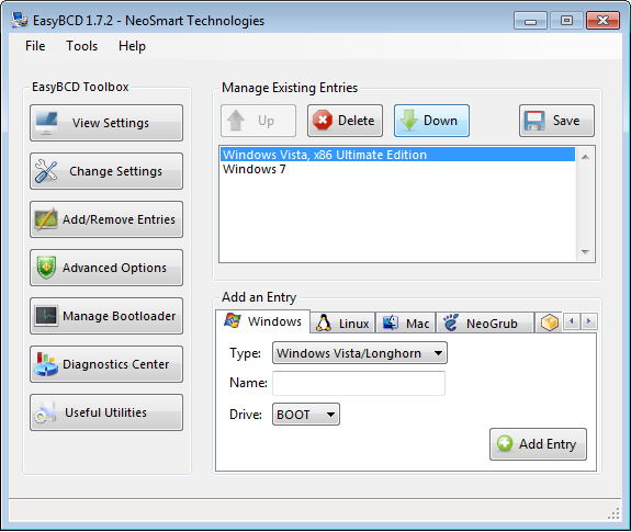 Changing the BCD with EasyBCD (without BCDEDIT).