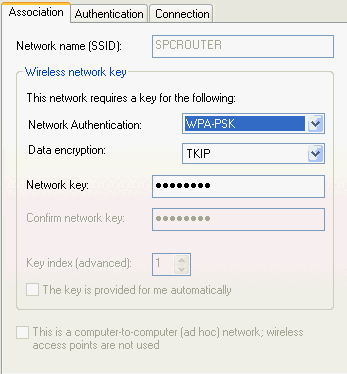 Wireless network: WPA encryption, choose WPA-PSK and TKIP