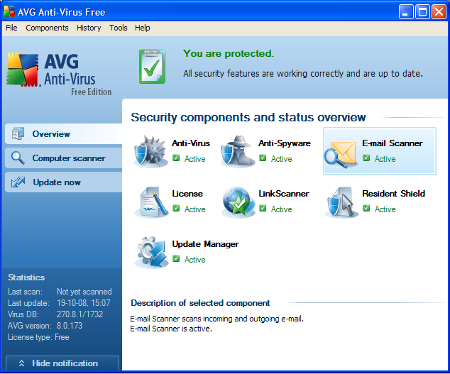 Free virus scan software AVG