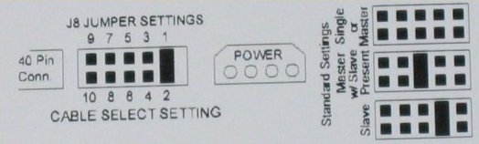 Jumper settings (MASTER, SLAVE, CS)