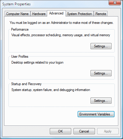 Path Setting In Windows Vista