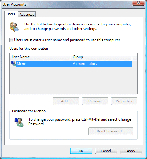 Vista Removing User Account