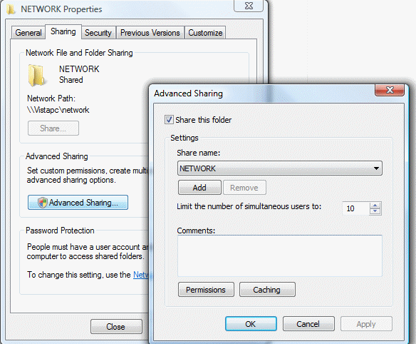 Sharing files on the network using Windows Vista
