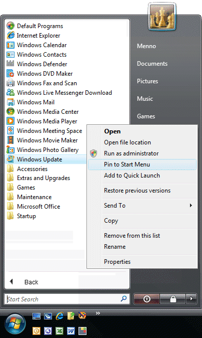 All programs of the Windows Vista Start Menu