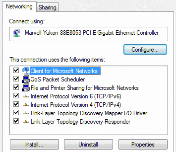 network connection tcp/ip (Vista)