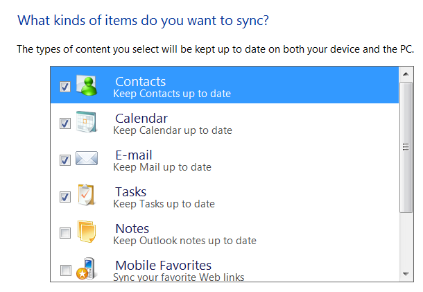 Synchronizing of mobile devices (MDA, PDA)