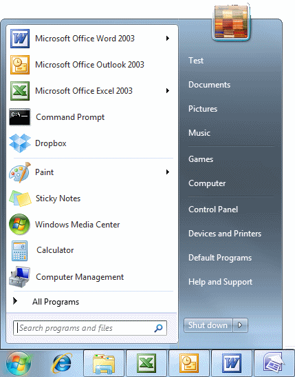 win7 start menu