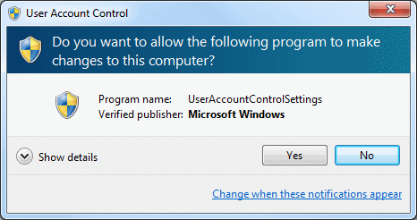 User Account Control in action